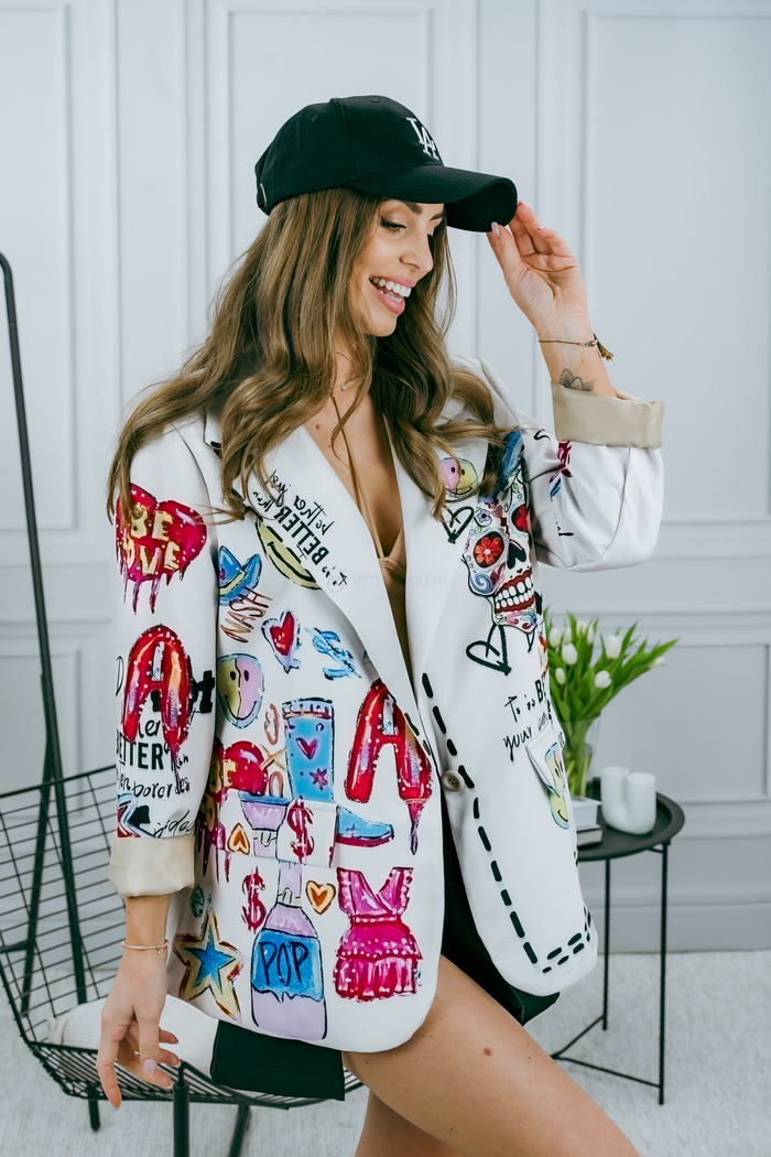 Marynarka oversize Avery wzór stickers 