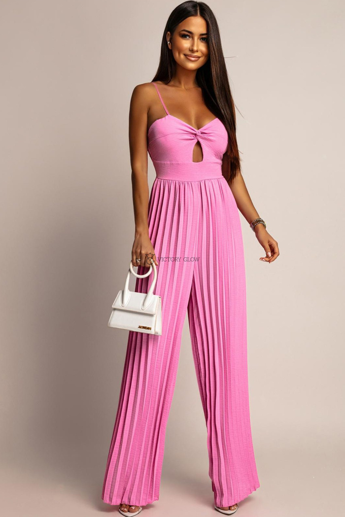 Kombinezon z plisowanymi nogawkami Maura różowy