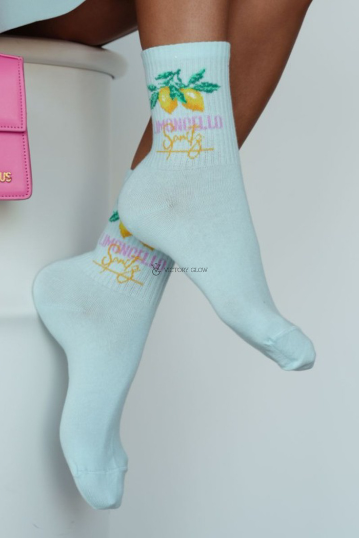 Długie skarpetki z nadrukiem Limoncello niebieskie