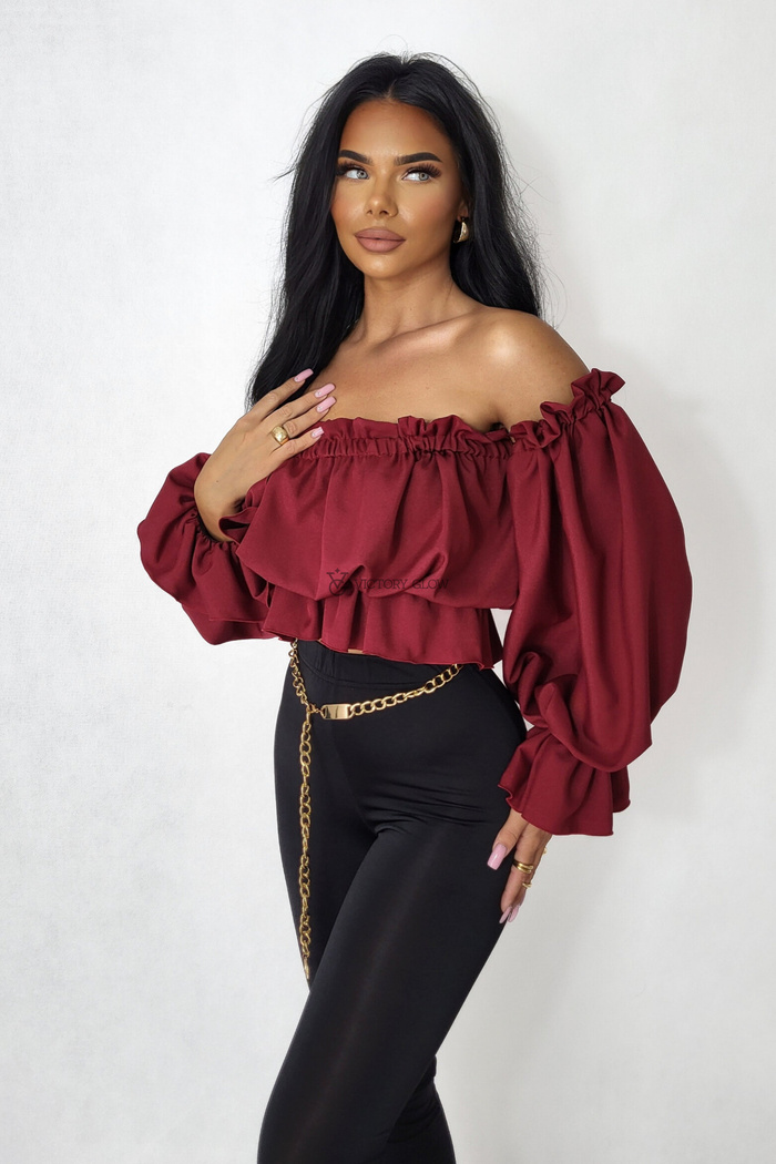 Bluzka krótka hiszpanka Azara bordowa