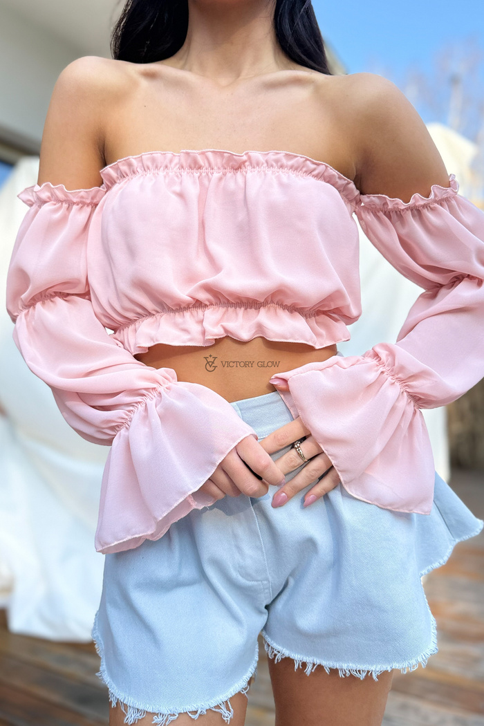 Krótki top hiszpanka Jasmine brzoskwiniowy