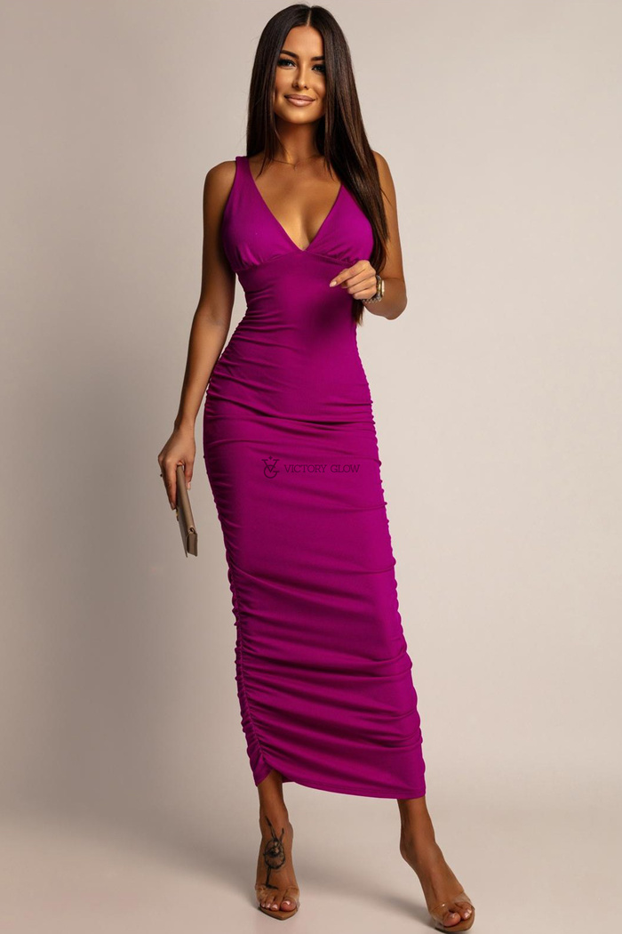 Dopasowana sukienka maxi Nora fuksja