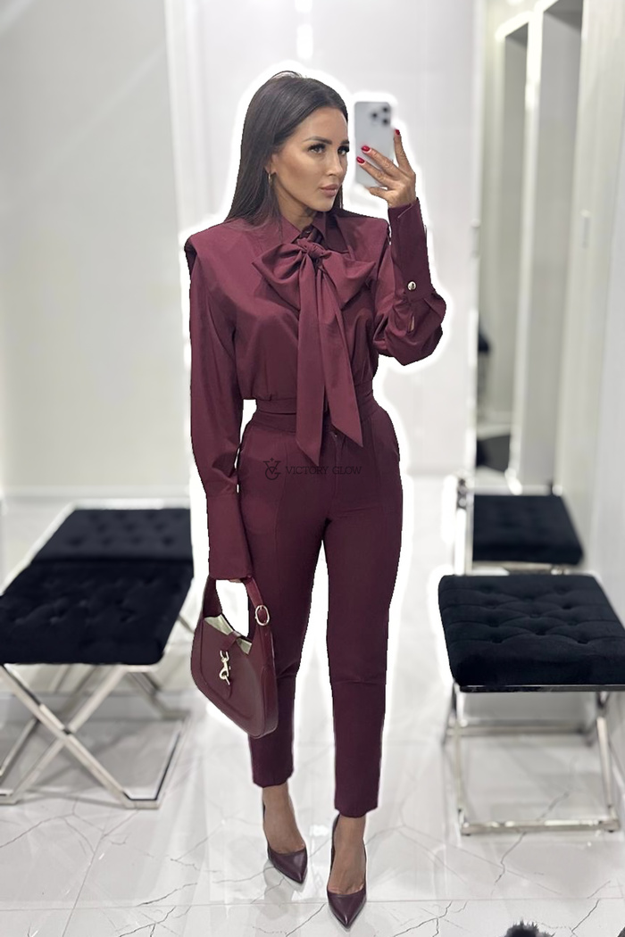 Eleganckie spodnie cygaretki  bordo