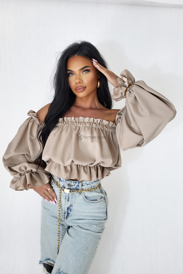 Bluzka krótka hiszpanka Azara beżowa