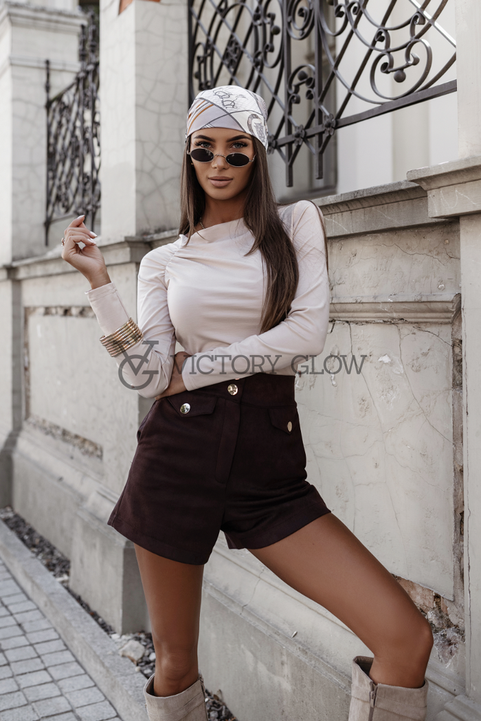 Bluzka z długim rękawem Thea beżowa