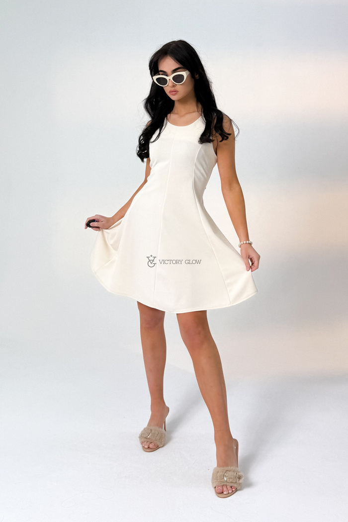 Trapezowa sukienka bez rękawów Mallu beżowa