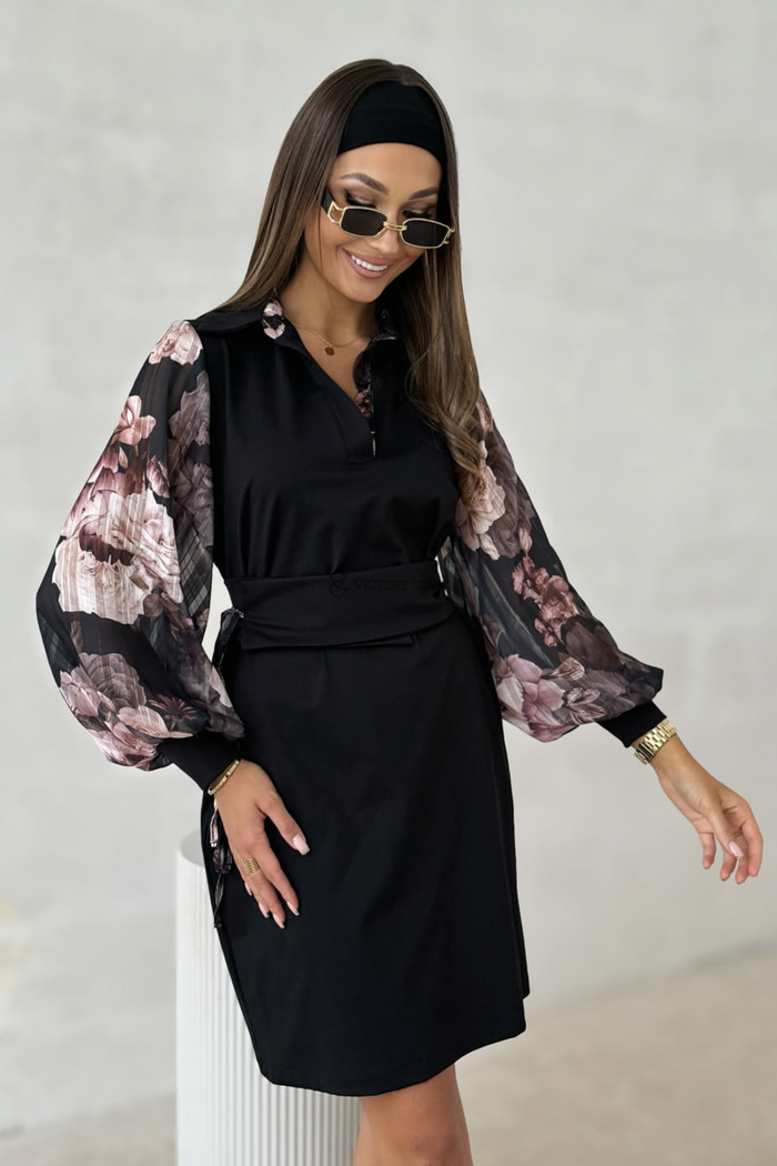 Sukienka z rękawami w kwiaty Nadine 