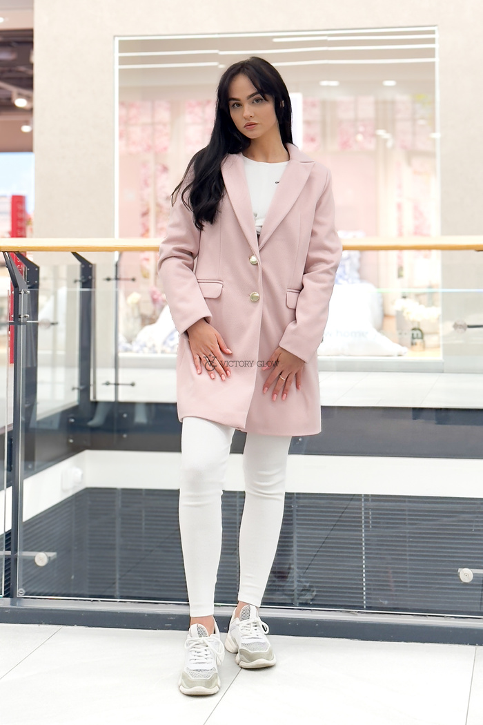 Klasyczny płaszcz wełniany Suri  jasny róż