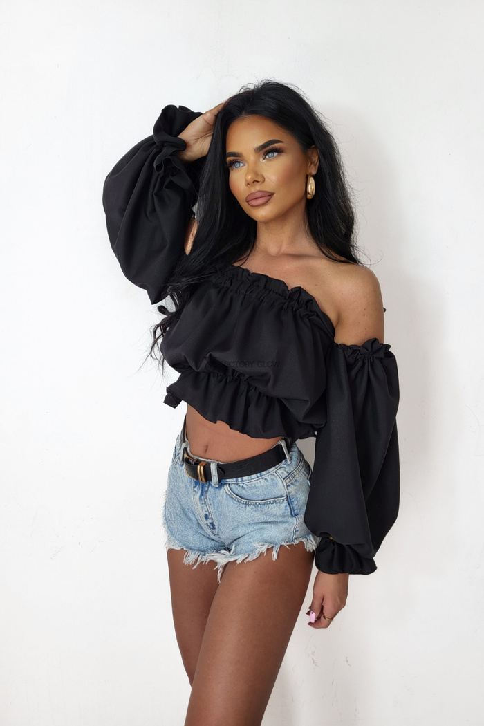 Bluzka krótka hiszpanka Azara czarna