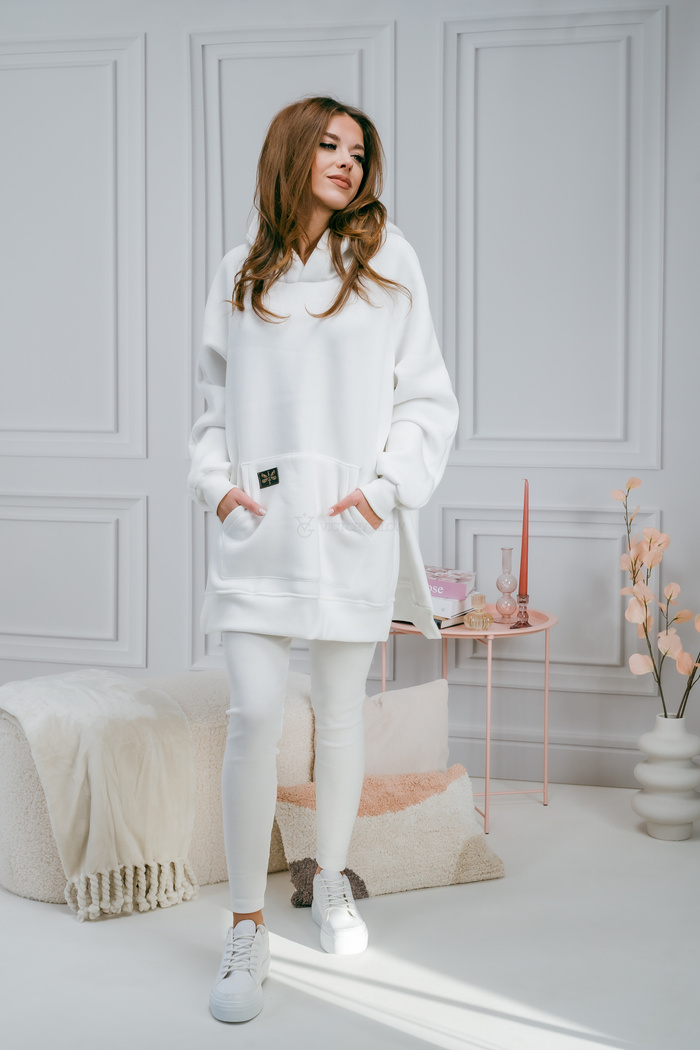 Komplet dresowy Joy bluza oversize i legginsy śmietankowy
