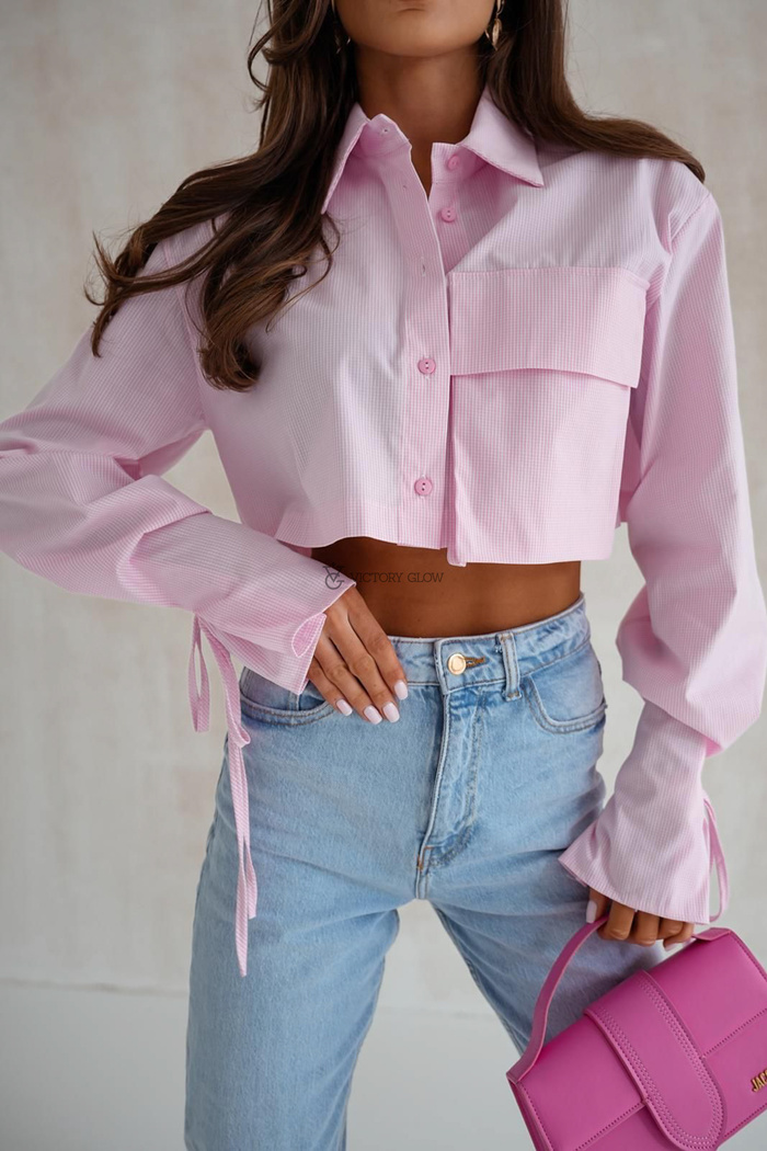 Koszula w drobną kratkę Short Victoria Pink