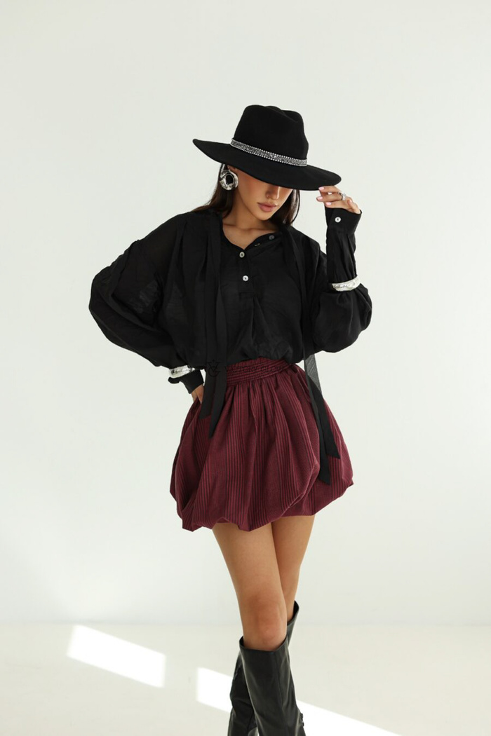 Koszula z krawatką Eleonora czarna