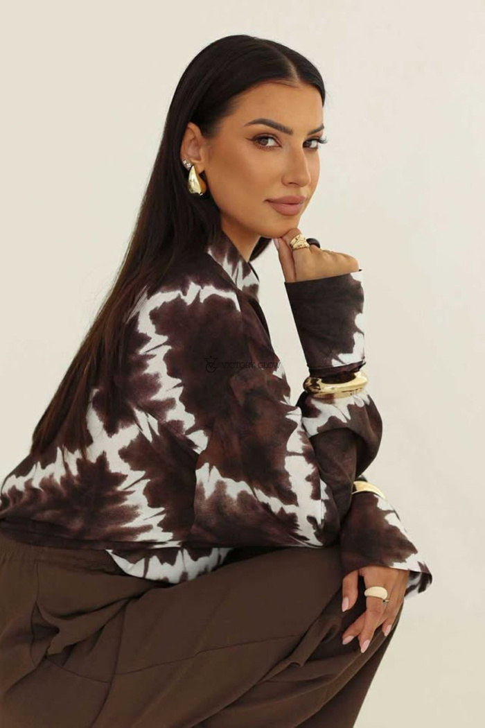 Koszula oversize wzór Pola czekoladowa