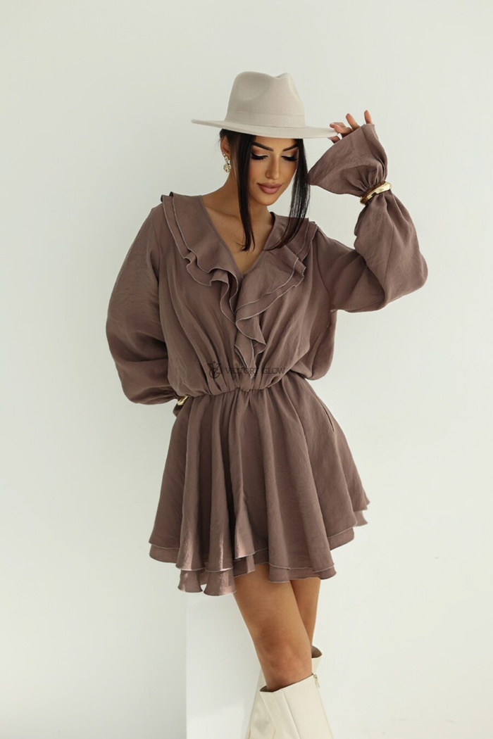 Sukienka z falbankami Bianca czekoladowa