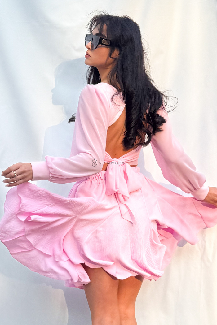 Zwiewna spódnica z gumką w talii Bea różowa