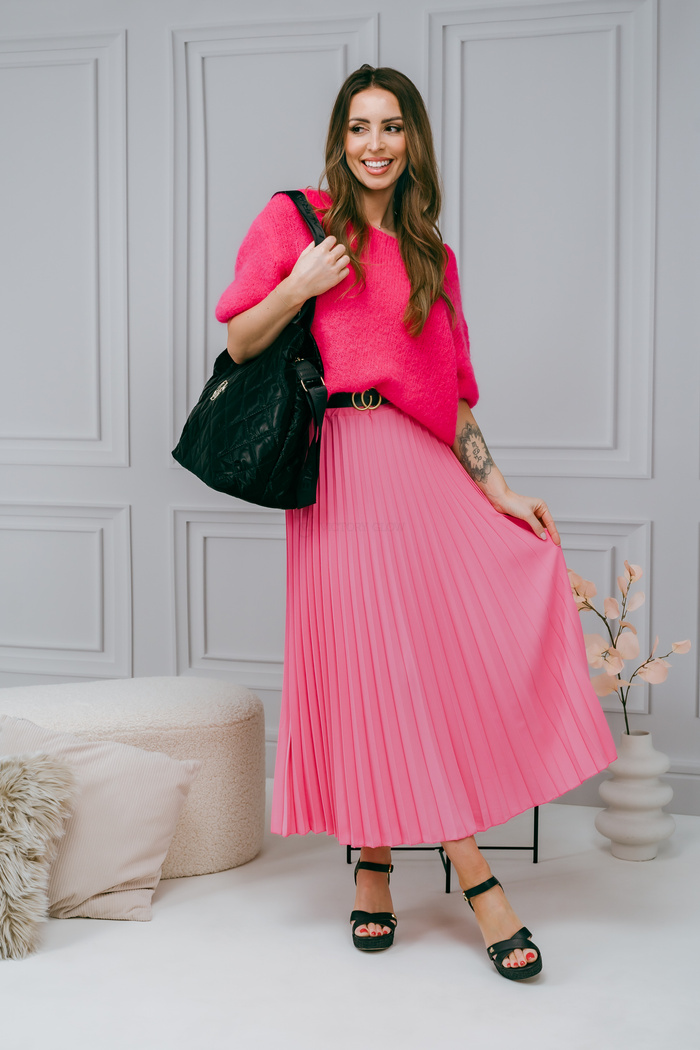 Plisowana długa spódnica z paskiem Edith