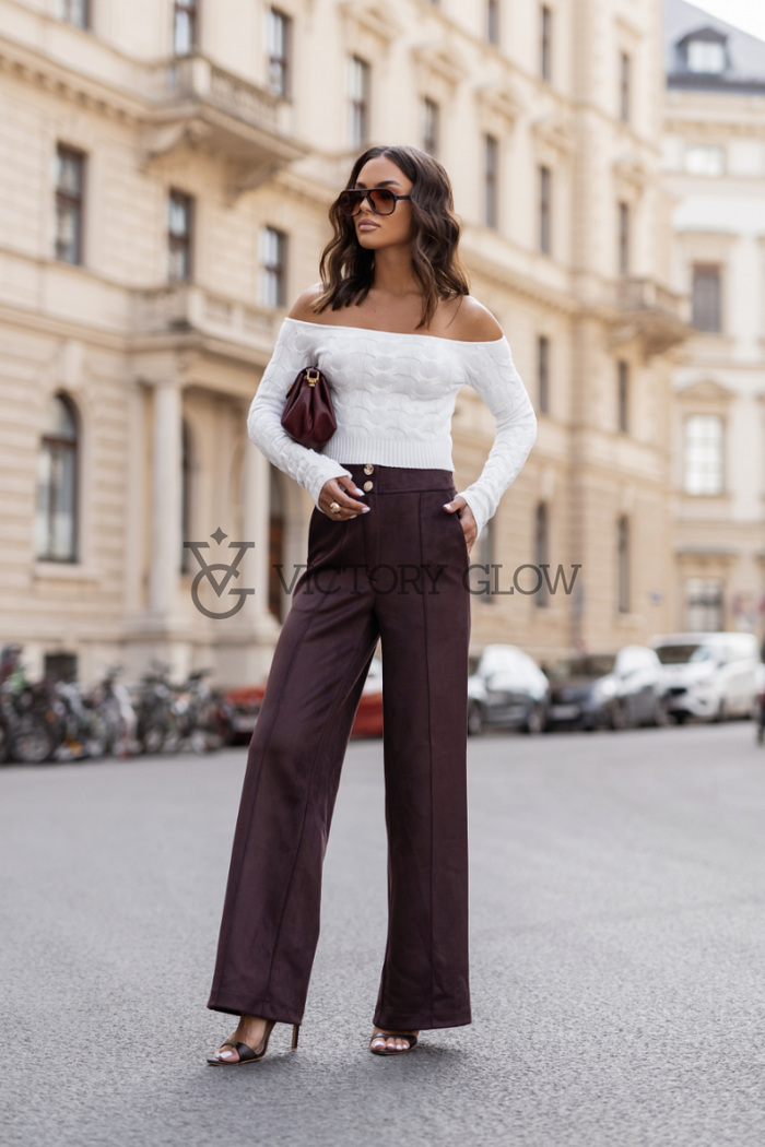 Eleganckie spodnie Fern czekoladowe