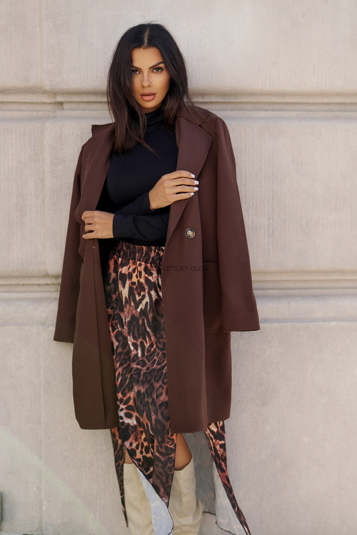 Długa spódnica z rozcięciami Katia nadruk panterka