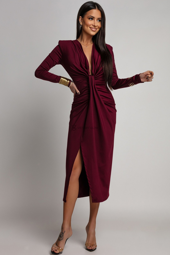 Sukienka w prążek z drapowaniem Bree bodowa