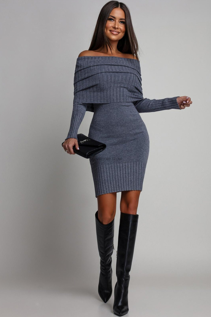 Dzianinowa sukienka hiszpanka Isabella szara