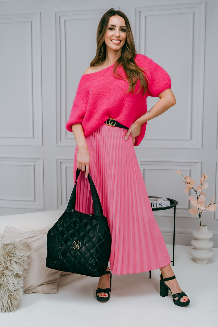 Plisowana długa spódnica z paskiem Edith