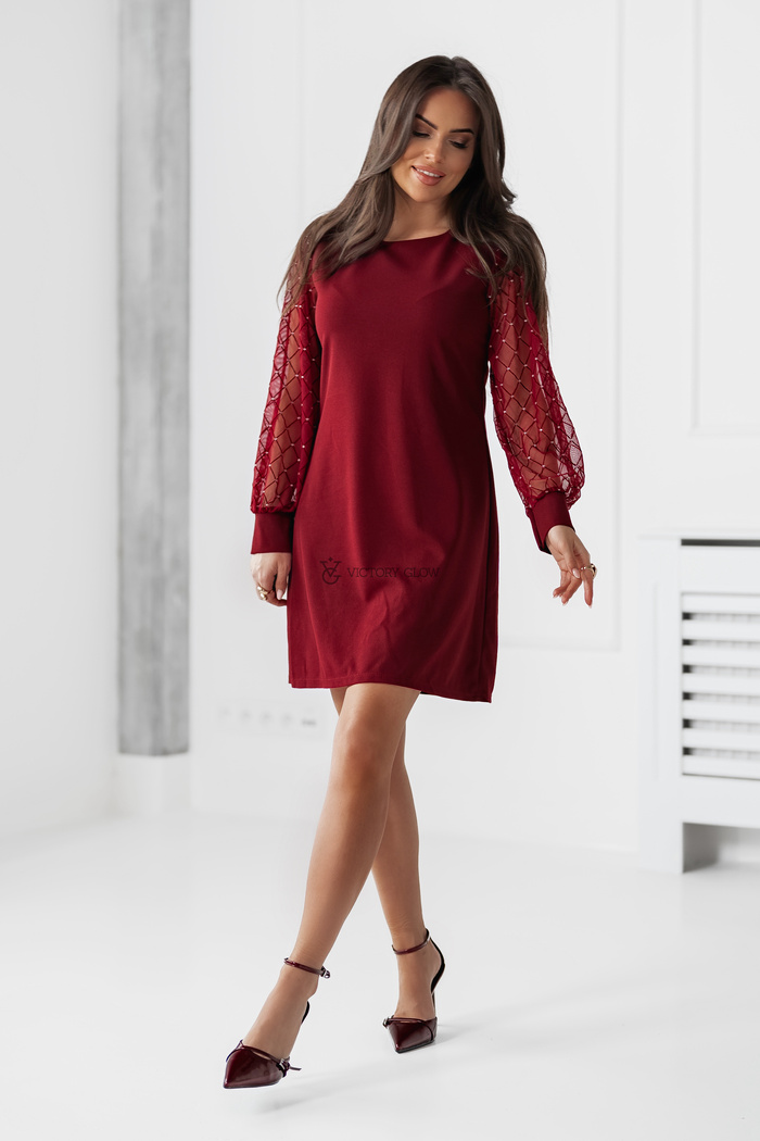 Elegancka sukienka Sabina bordowa