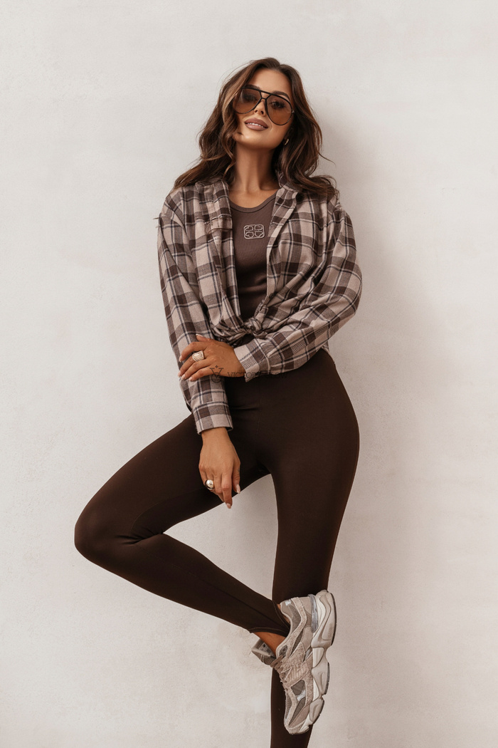 Bawełniana koszula w kratę Marietta brązowa